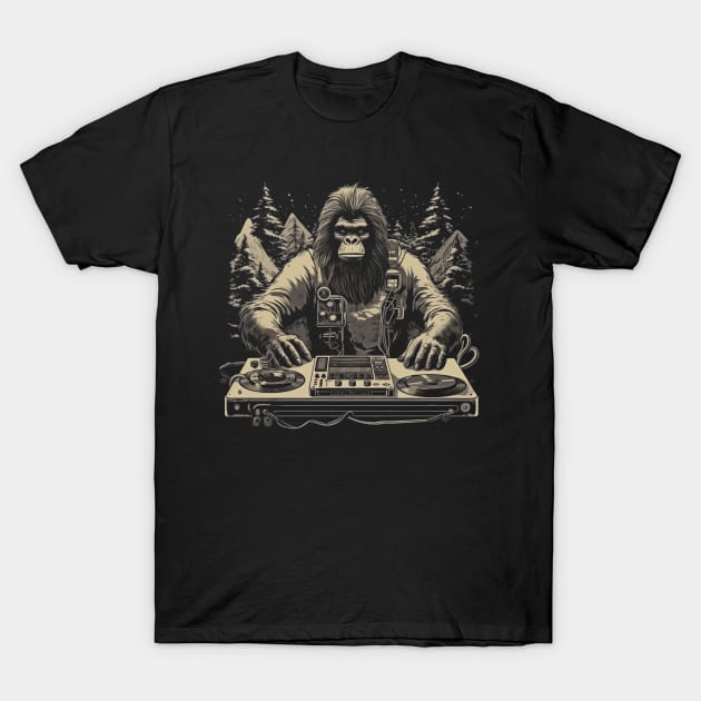 Bigfoot DJ | Funny Retro EDM Festival Bigfoot T-Shirt by We Anomaly